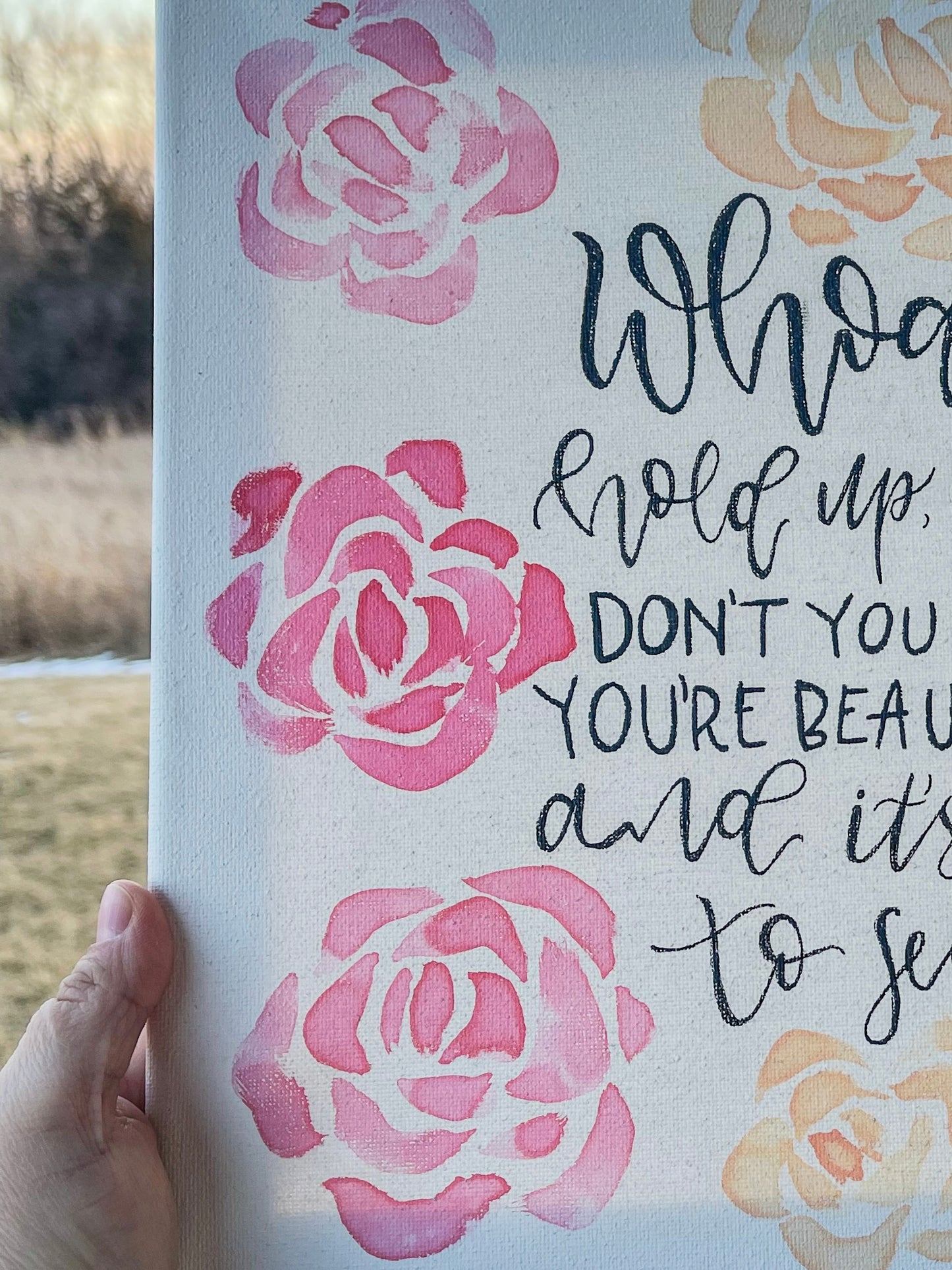 You're Beautiful Floral Wall Sign